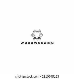 
an illustration consisting of an image of a chisel plowing a tree and the inscription "woodworking"