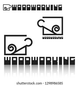
an illustration consisting of an image of a chiseling a tree and the inscription "woodworking"