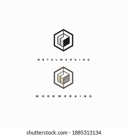 
illustration consisting of an image of a cut piece of wood and metal as a symbol or logo