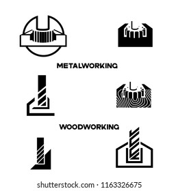 an illustration consisting of an image of the face mill and the inscription "woodworking" and 

"metalworking"