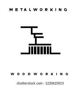 
an illustration consisting of an image of the face mill and the inscription "woodworking" and 

"metalworking"