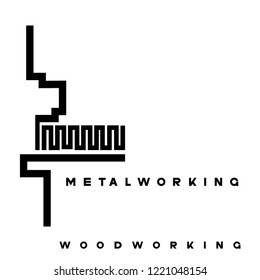
an illustration consisting of an image of the face mill and the inscription "woodworking" and 

"metalworking"