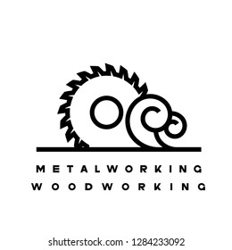 an illustration consisting of an image of the face mill and the inscription "woodworking" and 

"metalworking"