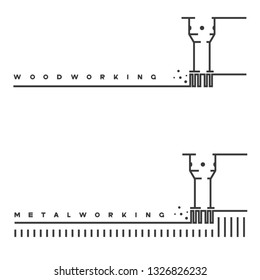 an illustration consisting of an image of the face mill and the inscription "woodworking" and "metalworking"