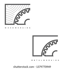 an illustration consisting of an image of the face mill and the inscription "woodworking" and 

"metalworking"