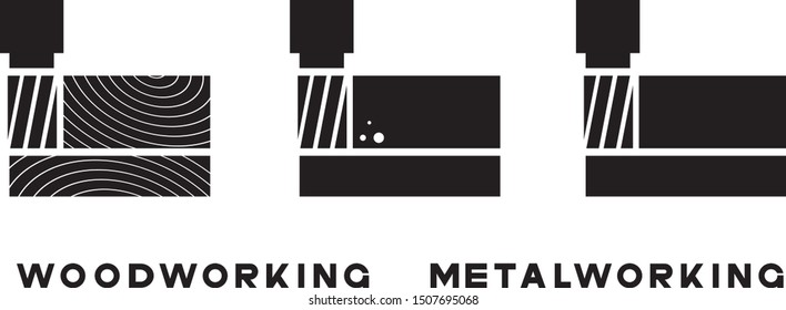an illustration consisting of an image of the face mill and the inscription "woodworking" and "metalworking"