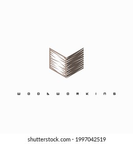 
illustration consisting of an image of a piece of wood and the inscription "woodworking" in the form of a symbol or logo