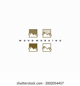 
illustration consisting of an image of a piece of wood and the inscription "woodworking" in the form of a symbol or logo