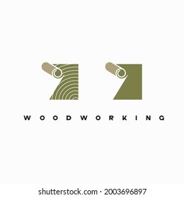 
illustration consisting of an image of a piece of wood and the inscription "woodworking" in the form of a symbol or logo