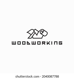 
illustration consisting of an image of a piece of wood and the inscription "woodworking" in the form of a symbol or logo