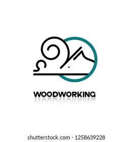 
an illustration consisting of an image of a planer plowing a tree and the inscription "woodworking"