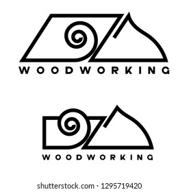 
an illustration consisting of an image of a planer plowing a tree and the inscription "woodworking"