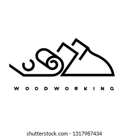 
an illustration consisting of an image of a planer plowing a tree and the inscription "woodworking"