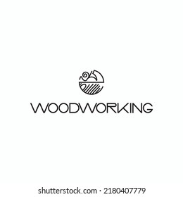 
an illustration consisting of an image of a planer plowing a tree and the inscription "woodworking"