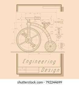 


an illustration consisting of an image of a tricycle in the form of a drawing and an inscription "engineering disign"