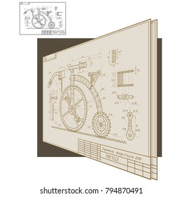 
an illustration consisting of an image of a tricycle in the form of a drawing and an inscription "engineering disign"