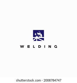 illustration consisting of an image of a welder in the form of a symbol or logo