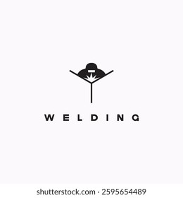 
illustration consisting of an image of a welder in the form of a symbol or logo