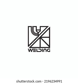 
illustration consisting of an image of the welding process in the form of a symbol or logo