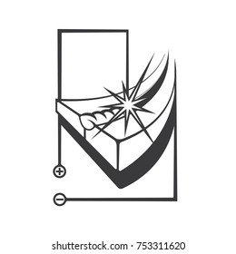 illustration consisting of an image of the welding process in the form of a symbol or logo