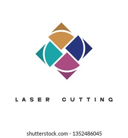 

illustration consisting of an object cut into pieces using laser cutting in the form of a symbol or logo.