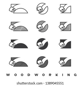 
illustration consisting of a picture of a piece of wood and the inscription "woodworking" in the form of a symbol or logo
