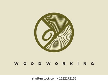 
illustration consisting of a picture of a piece of wood and the inscription "woodworking" in the form of a symbol or logo