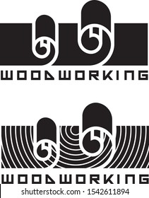 
illustration consisting of a picture of a piece of wood and the inscription "woodworking" in the form of a symbol or logo