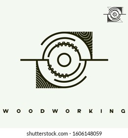 
illustration consisting of a picture of a piece of wood and the inscription "woodworking" in the form of a symbol or logo