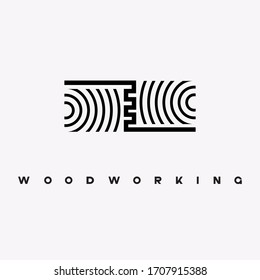 
illustration consisting of a picture of a piece of wood and the inscription "woodworking" in the form of a symbol or logo