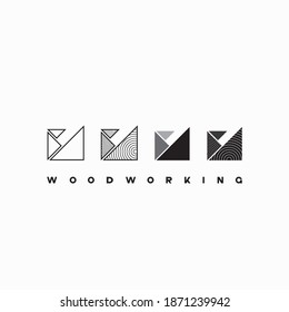 illustration consisting of a picture of a piece of wood and the inscription "woodworking" in the form of a symbol or logo
