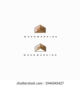 
illustration consisting of a picture of a piece of wood and the inscription "woodworking" in the form of a symbol or logo