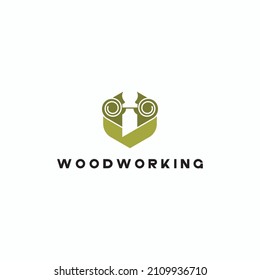 
illustration consisting of a picture of a piece of wood and the inscription "woodworking" in the form of a symbol or logo