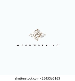 
illustration consisting of a picture of a piece of wood and the inscription "woodworking" in the form of a symbol or logo