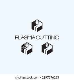 
An illustration consisting of a plasma cutting nozzle in the form of a symbol or logo 