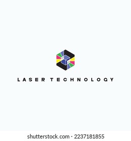 An illustration consisting of a schematic image of a prism through which light passes. Optics and laser technology
