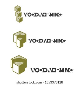 
an illustration consisting of several images of a cut piece of deoev and the inscription "woodworking" in the form of a symbol or logo