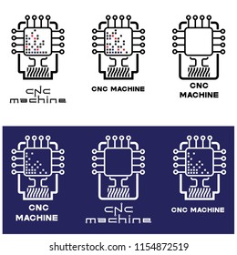 
an illustration consisting of several images of the processor and the machine with numerical program control in the form of a symbol or logo