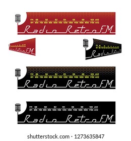 illustration consisting of several images of a radio station in the form of a symbol or logo