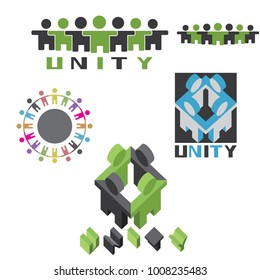 
an illustration consisting of several images of united people in the form of a symbol or logo
