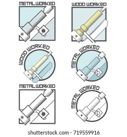 
an illustration consisting of six images of a lathe in the form of a symbol