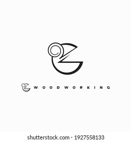 
an illustration consisting of three images of a chisel plowing a tree and the inscription "woodworking"