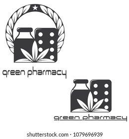 
an illustration consisting of two different images of herbal medicines in the form of a symbol or logo