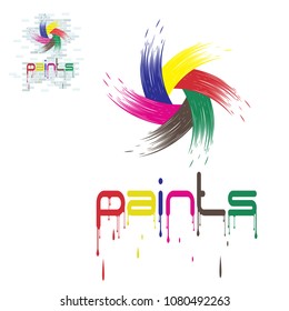 an illustration consisting of two different images in the form of colorful strokes in the form of a symbol or logo

