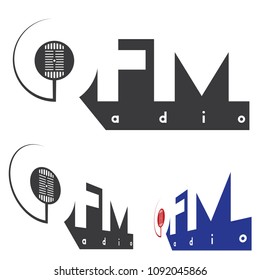 
an illustration consisting of two different images of a radio station in the form of a symbol or logo