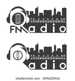 
an illustration consisting of two different images of a radio station in the form of a symbol or logo