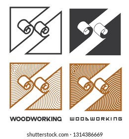 

an illustration consisting of two different images of a piece of wood in the form of a symbol or logo