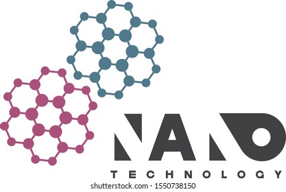 an illustration consisting of two different images of atoms in the form of a logo