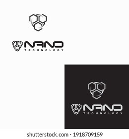 an illustration consisting of two different images of atoms in the form of a logo