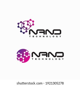 an illustration consisting of two different images of atoms in the form of a logo